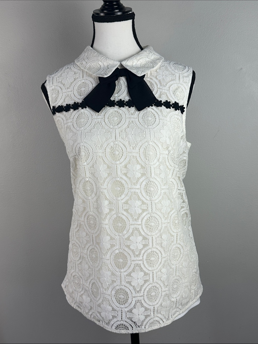 Karl Lagerfeld Paris Sleeveless Lace Blouse - Picture 3 of 10